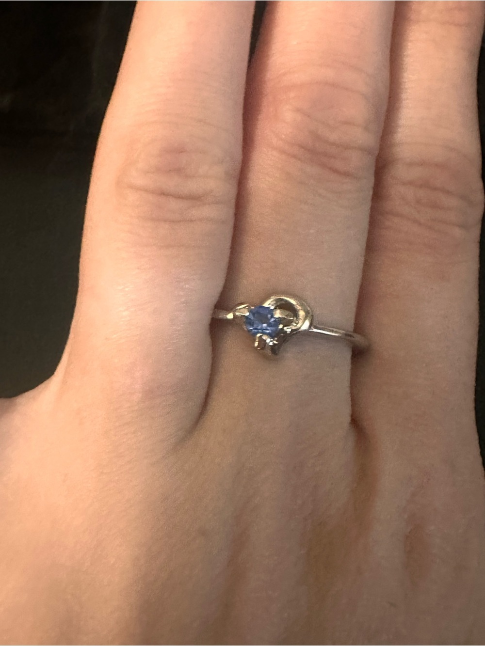 Sterling Silver Blue Heart Gem Ring